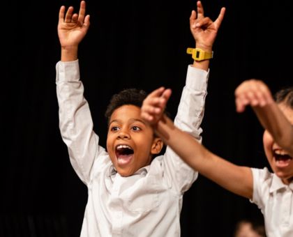 A pupil takes part in our Play in a Week creative learning project.