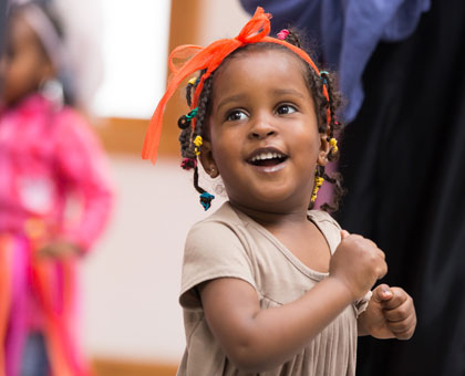 Child taking part in a family theatre session