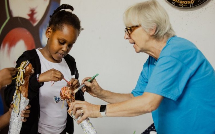 Crafting during one of our holiday creative workshops.