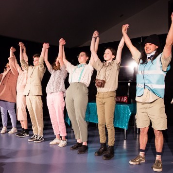 Members of Travelling Light's 14-19's Youth Theatre performing at Youth Theatre Showcase in March 2020.