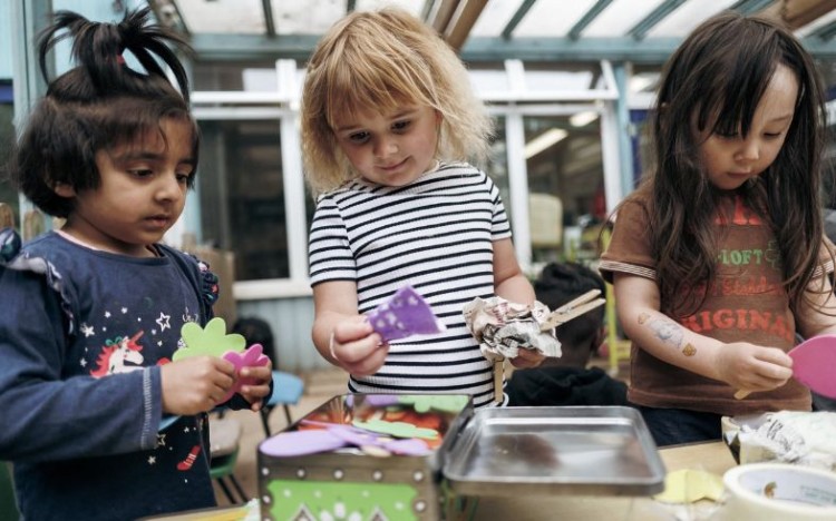 Children taking part in a creative play session as part of our Little Lights project at Little Hayes Nursery.