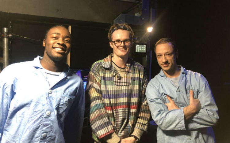 Kel, Dale (Stage Manager) and Wilkie backstage before their final performance of Boing! this year.