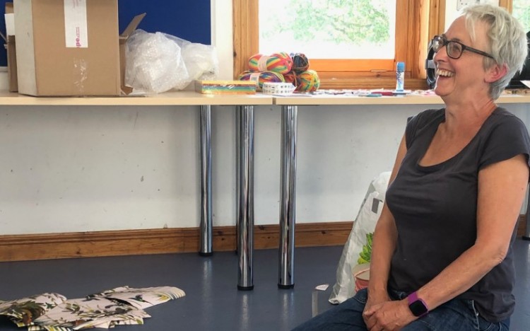 Working on the Creative Activity Boxes in the Travelling Light Studio