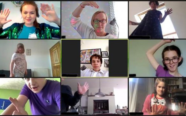 Disco party during an online Zoom session with Louder Than Words, our Youth Theatre group for children with disabilities and additional needs.