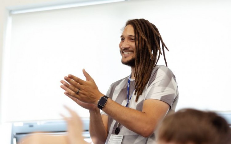 A teacher leading a session during our Light Up School Learning project.