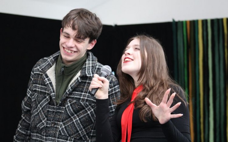 Two members of 14-19's performing at our youth theatre sharing, March 2024.
